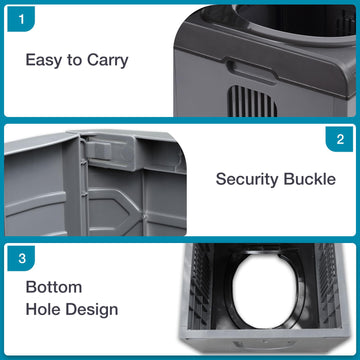 TRIPTIPS security buckles prevent spills during movement and use.