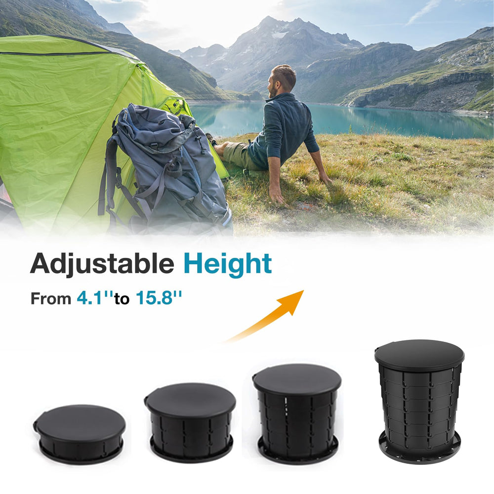 TRIPTIPS Upgrade Retractable Portable Toilet adjustable height seven-step system for personalized seating.