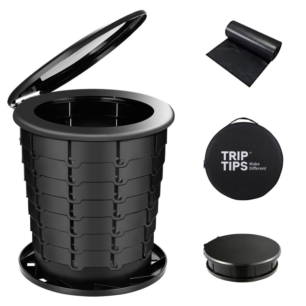 TRIPTIPS upgrade retractable portable toilet assembled, adjustable height suits adults and kids during trips.