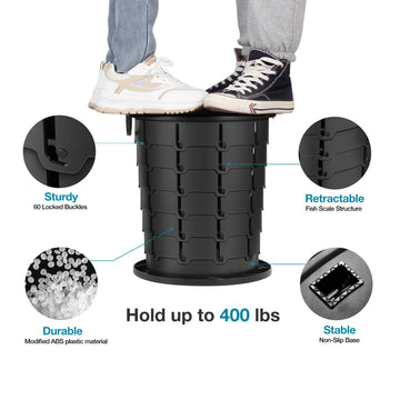 TRIPTIPS Upgrade Retractable Portable Toilet multi-function design serves as stool, storage box, or side table.