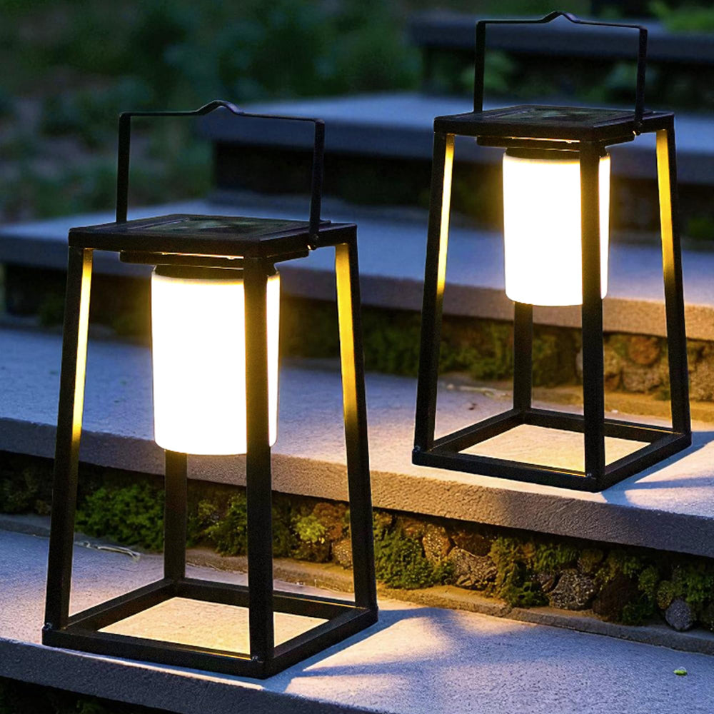 TRIROCKS outdoor solar lantern with handle for easy hanging and portable use