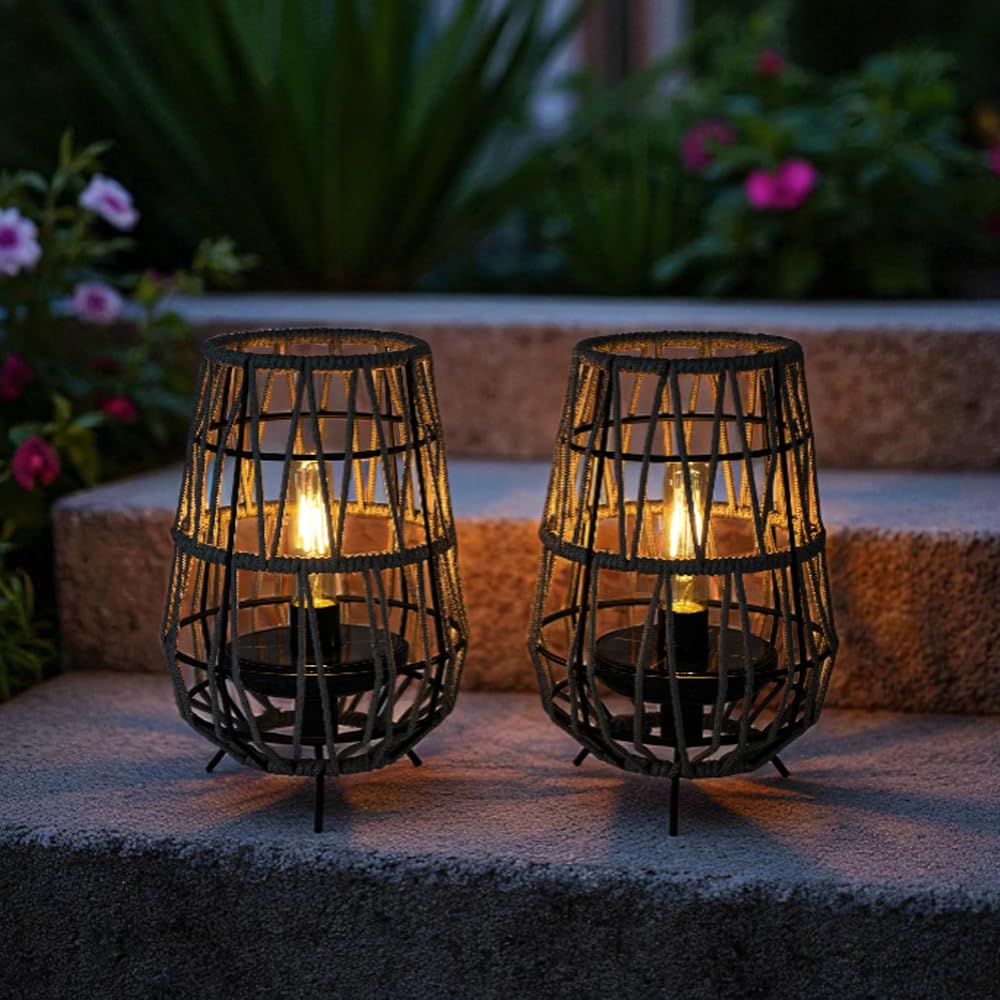 TRIROCKS solar lantern garden decor enhances pathways and terraces
