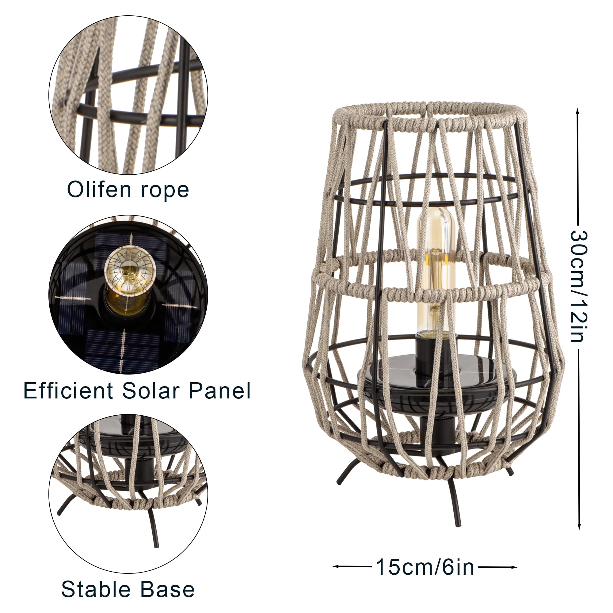 TRIROCKS solar lantern on table, stylish deck lighting