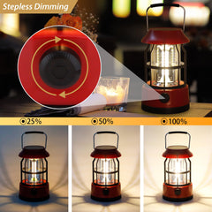 TRIROCKS solar lantern with USB-C recharge and 2600mAh battery for extended use.