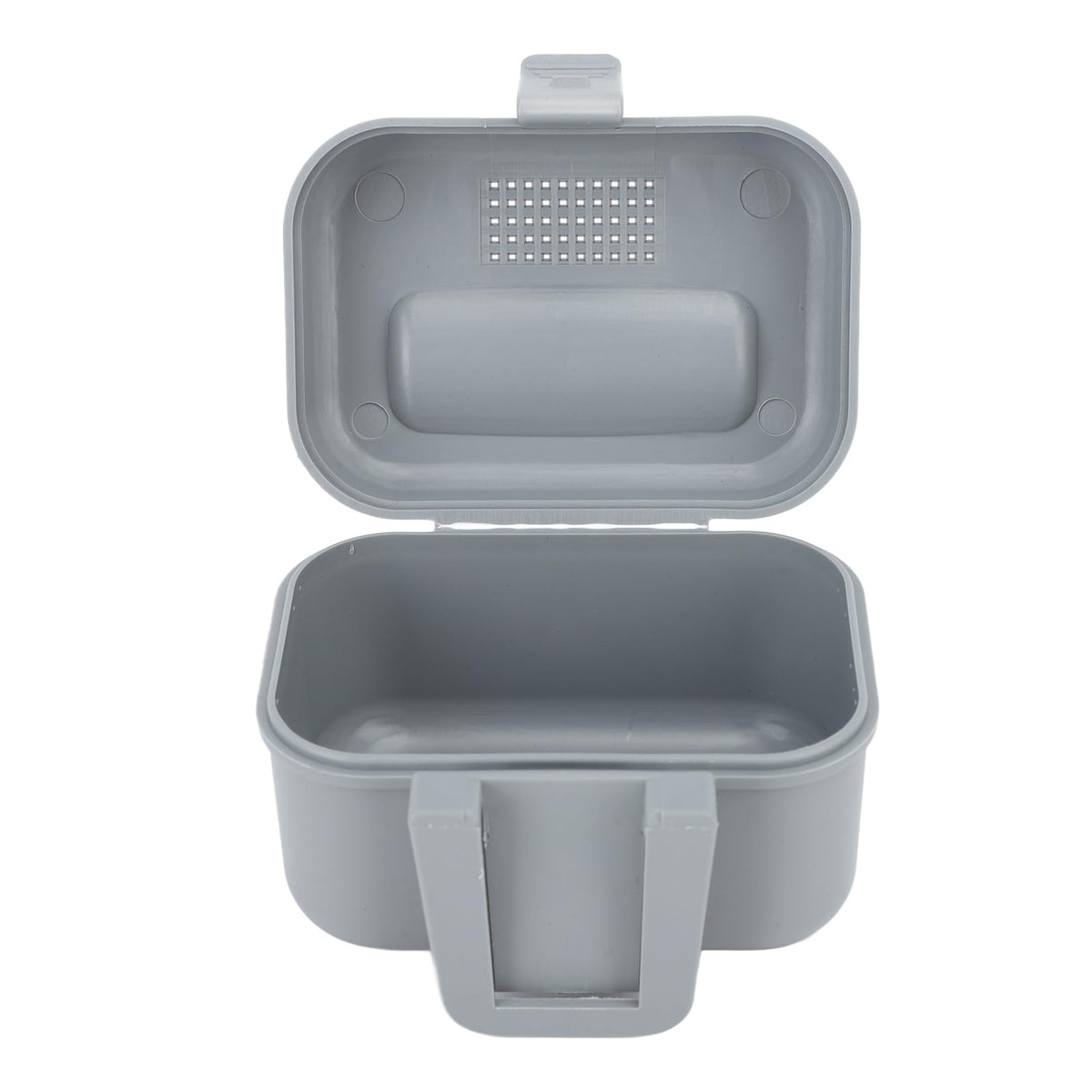 Trisar Live Bait Box open lid shows compact interior for quick worm access outdoors.
