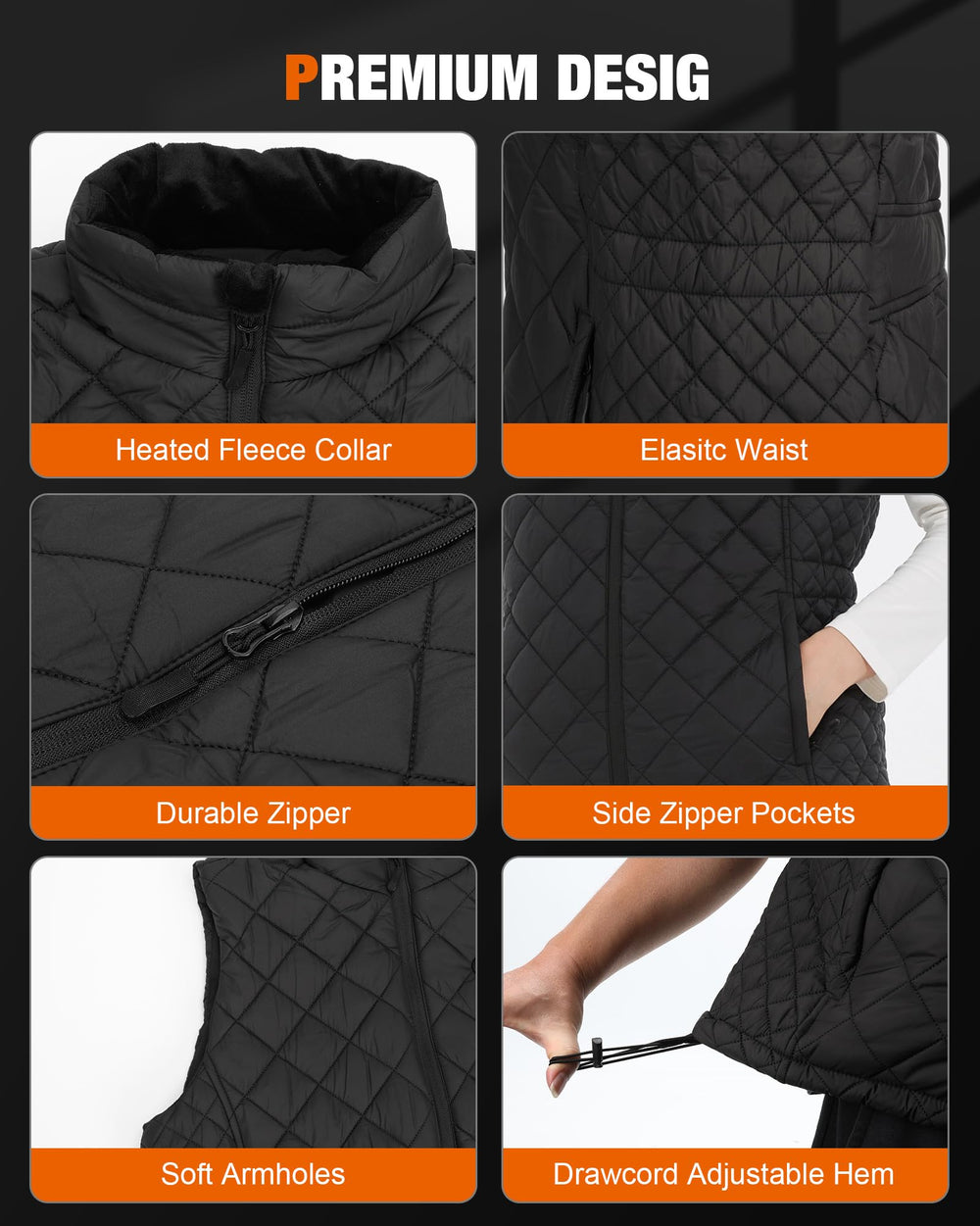 TRISTEAFF heated vest slim-fit waist creates a sleek silhouette while staying warm.