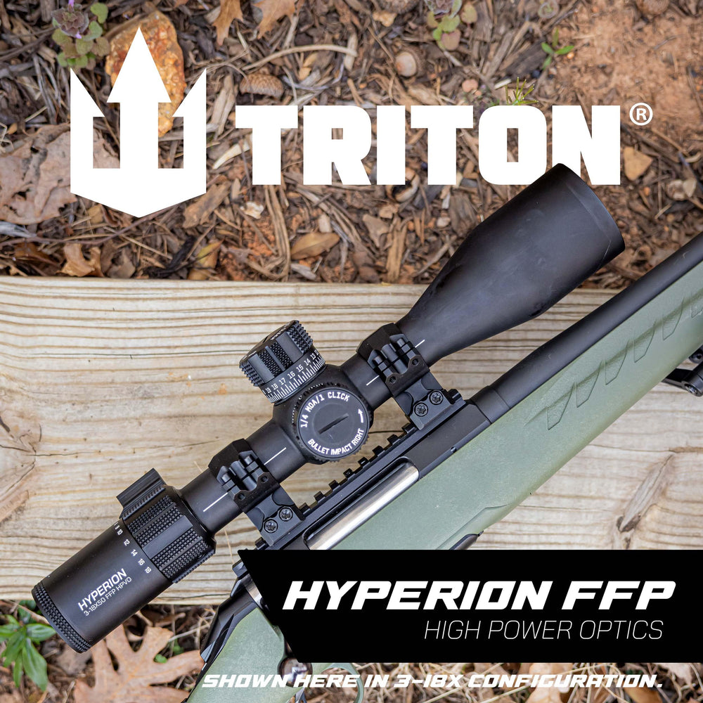 Triton Hyperion locking turrets shown for confident field adjustments and zeroing