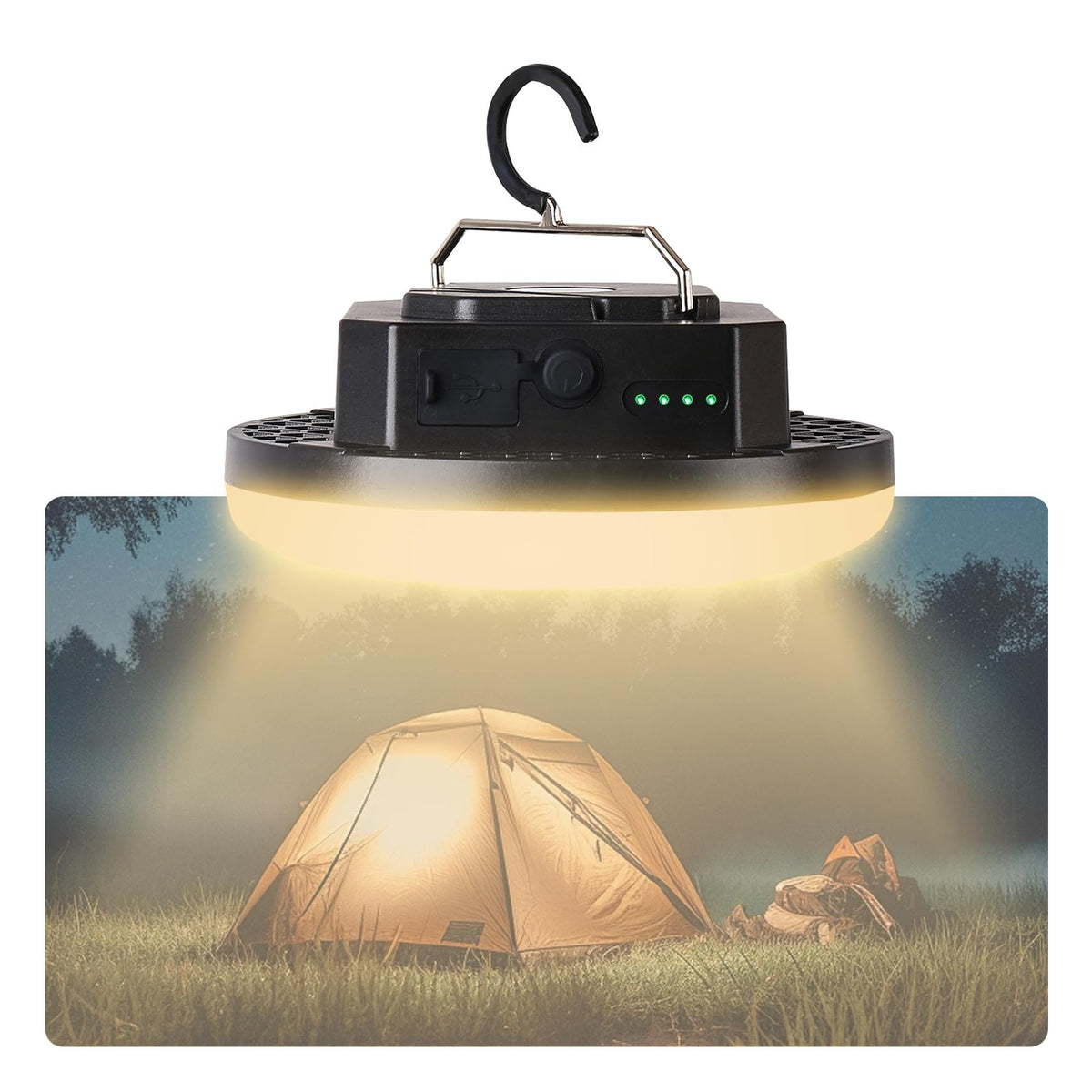 Trliradyn 10000mAh tent light front view for clear campsite illumination.