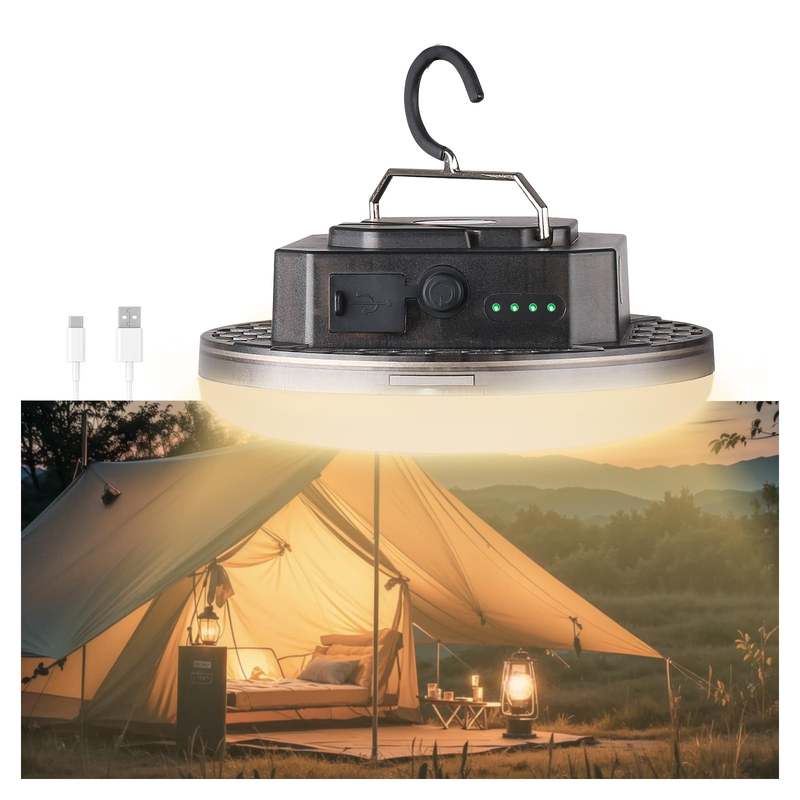 Trliradyn 12000mAh camping light hanging setup provides hands-free campsite illumination
