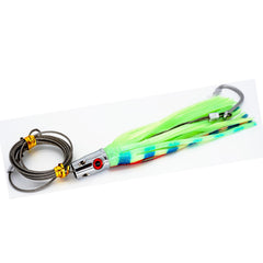 Green and yellow 6.5-inch jet head lure for offshore trolling
