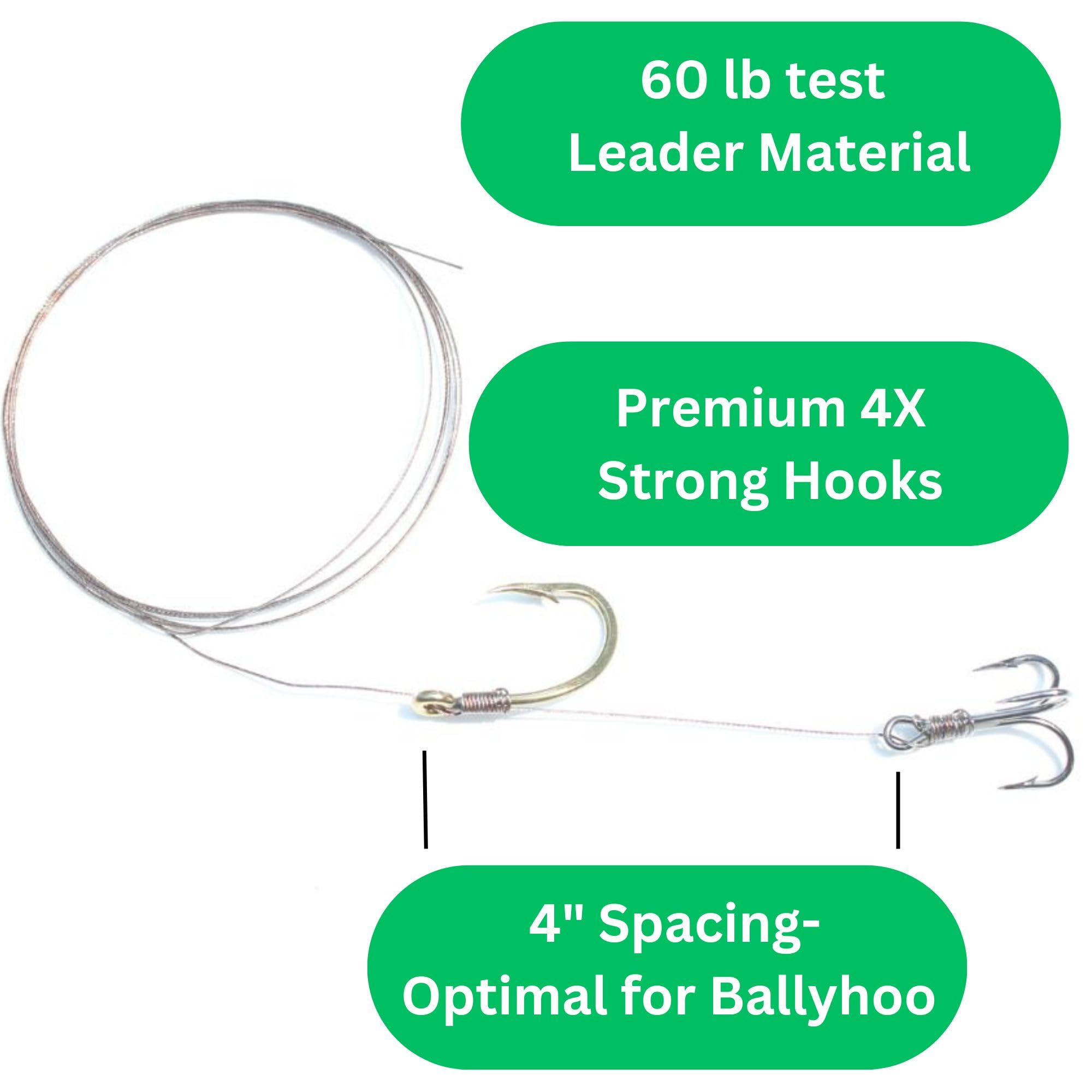 TrollTrue stainless steel hook close-up on a trolling rig showing rust resistance.