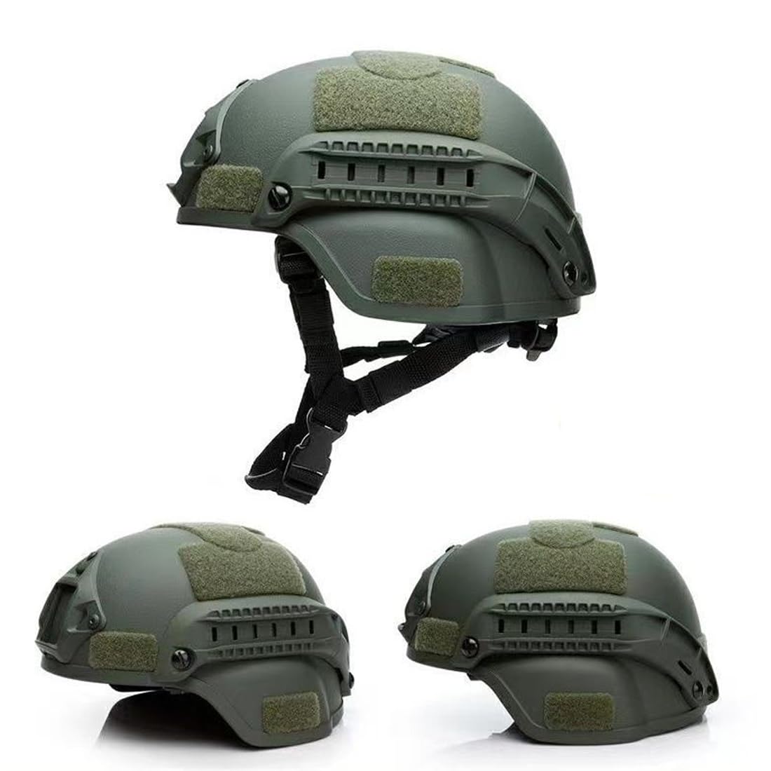 Tronikrc tactical helmet army green front view for rugged outdoor protection.