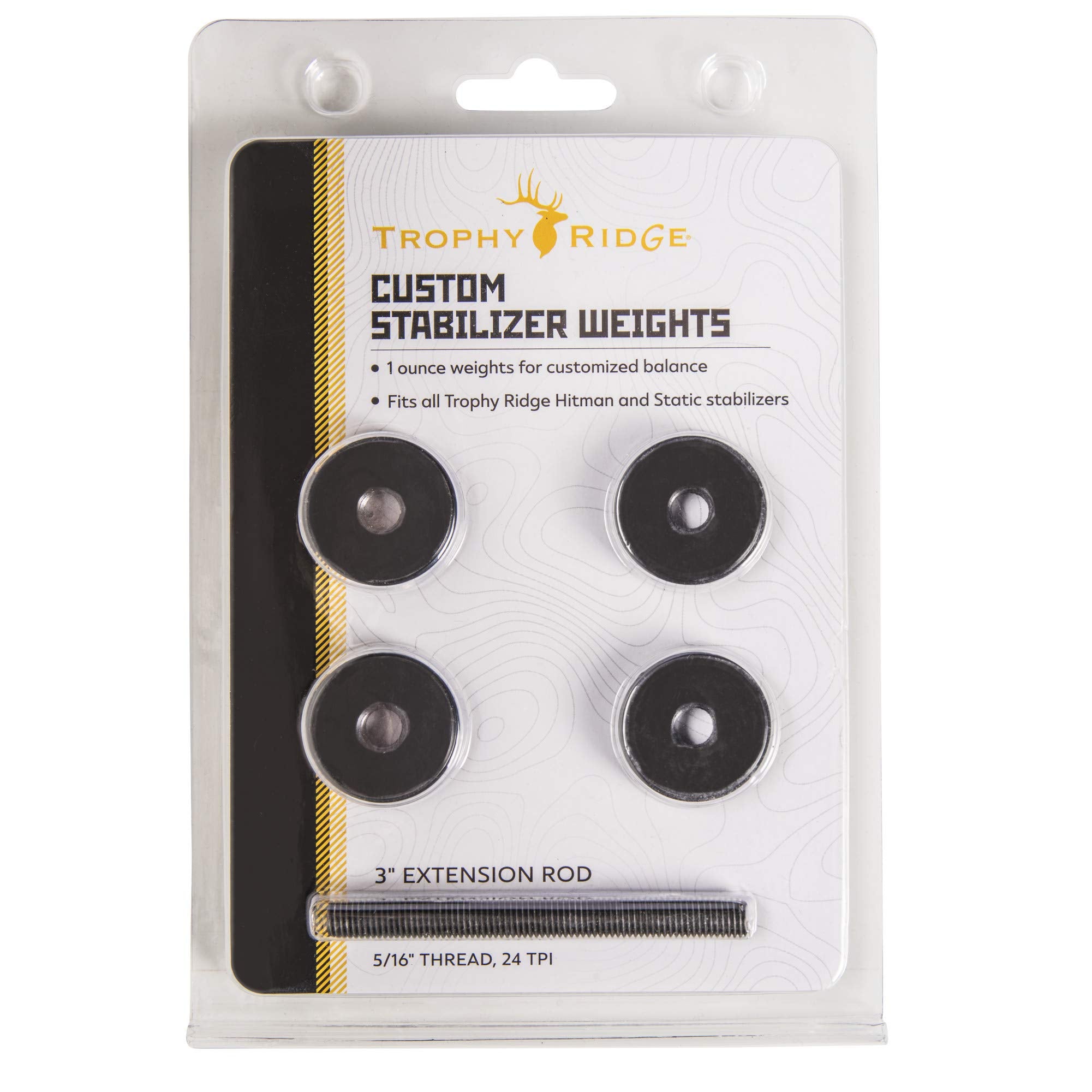 Stackable design keeps weights secure and easy to adjust at full draw.