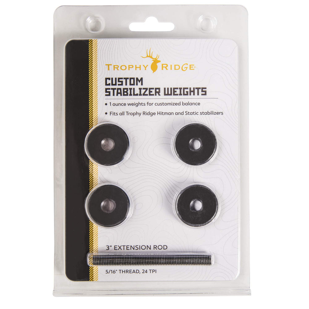 Stackable design keeps weights secure and easy to adjust at full draw.