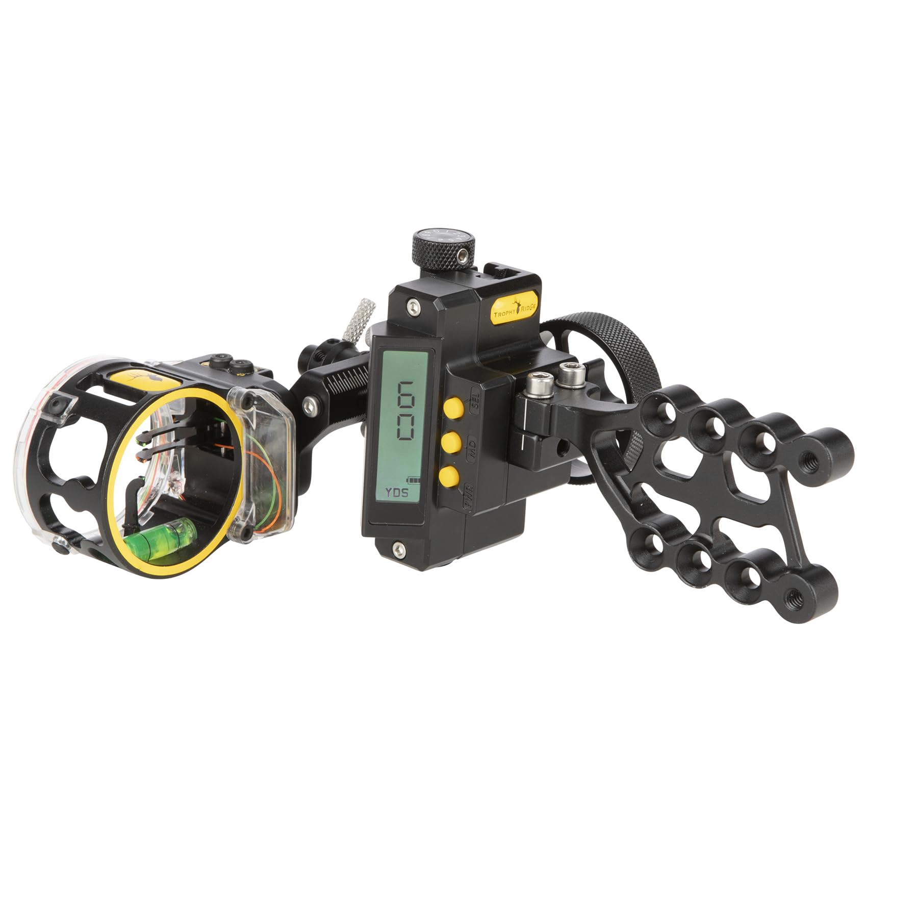 Trophy Ridge Digital React display shows yardage at a glance for quick aiming.