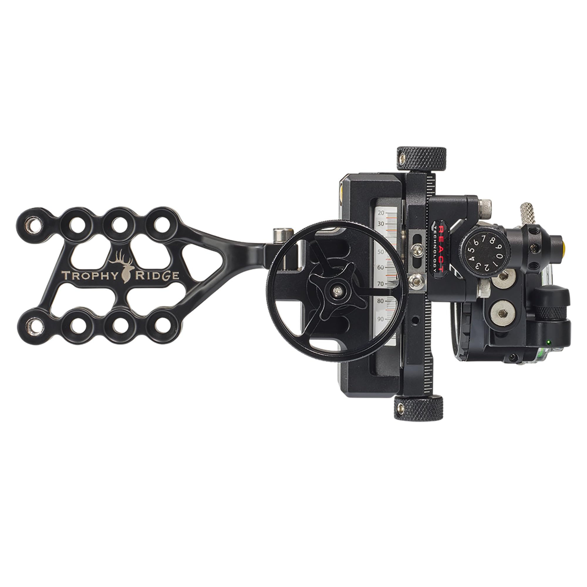 Trophy Ridge Digital React One Pin tool-less setup demonstrates fast zeroing with windage and elevation.