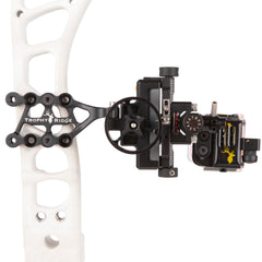 Trophy Ridge Digital React three-pin sight ready for precise yardage correction.