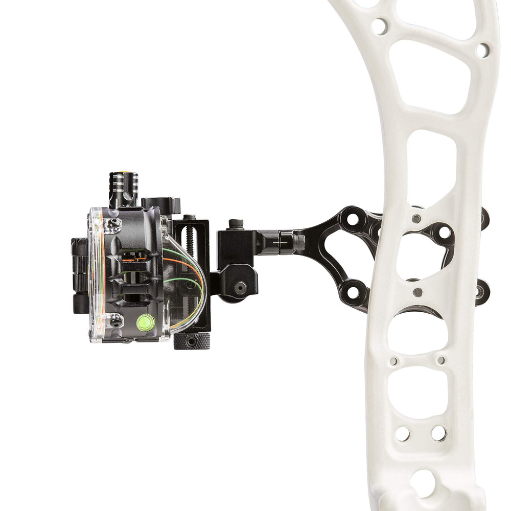 Rheostat-powered glow on Trophy Ridge Hotwire pins for low-light visibility.