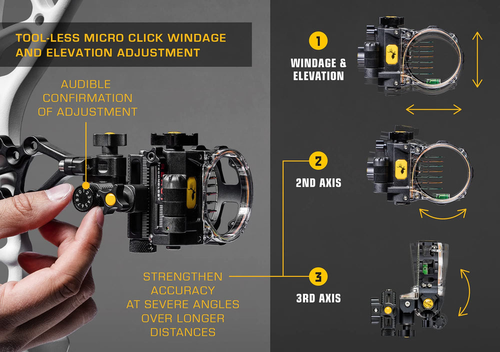 Trophy Ridge React Pro 7-pin sight glow ring maintains visibility in low light.