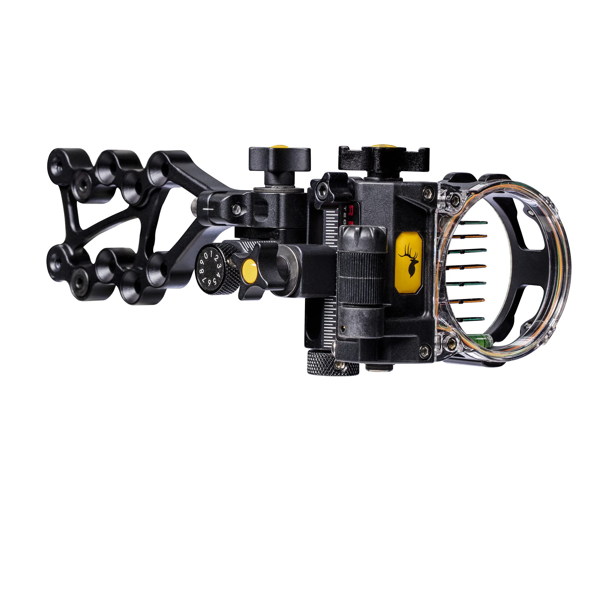 Trophy Ridge React Pro 7-pin sight second-axis improves stability on angled shots.