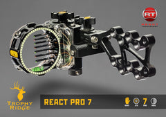 Trophy Ridge React Pro 7-pin sight third-axis supports long-range accuracy on uneven angles.
