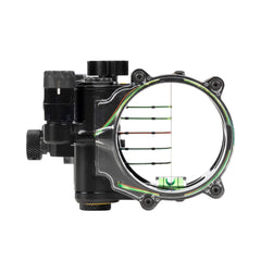Trophy Ridge stacked 5-pin sight micro-adjustment area demonstrates precise tuning for each distance