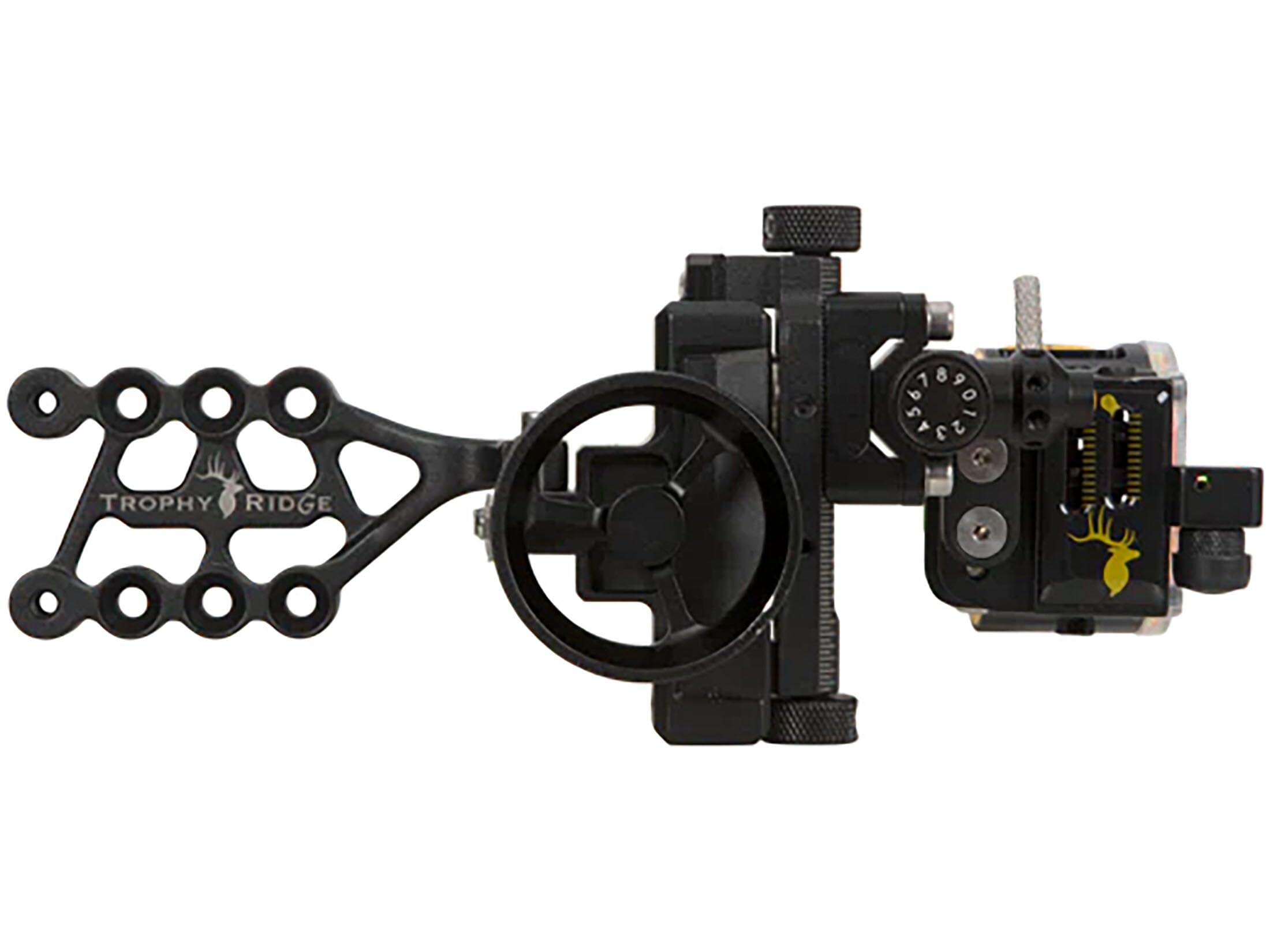 Trophy Ridge SWFT Trio Sight adaptable click light for low-light visibility.