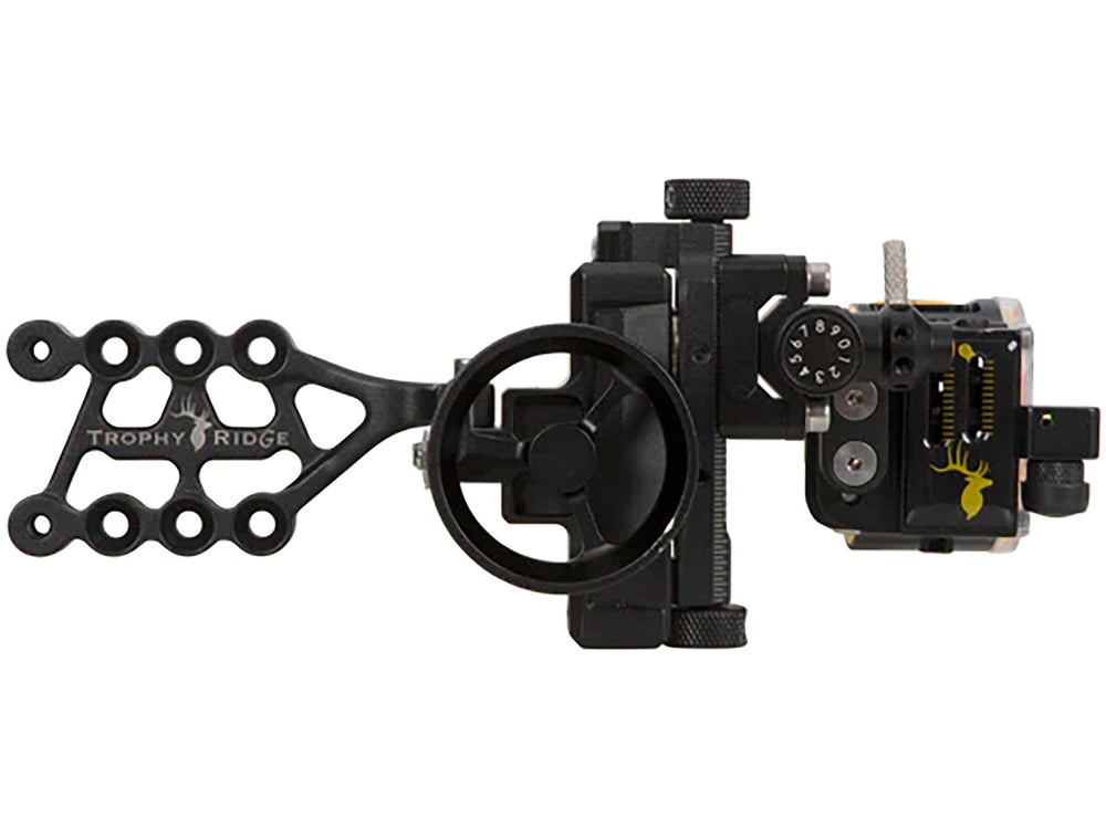 Trophy Ridge SWFT Trio Sight adaptable click light for low-light visibility.