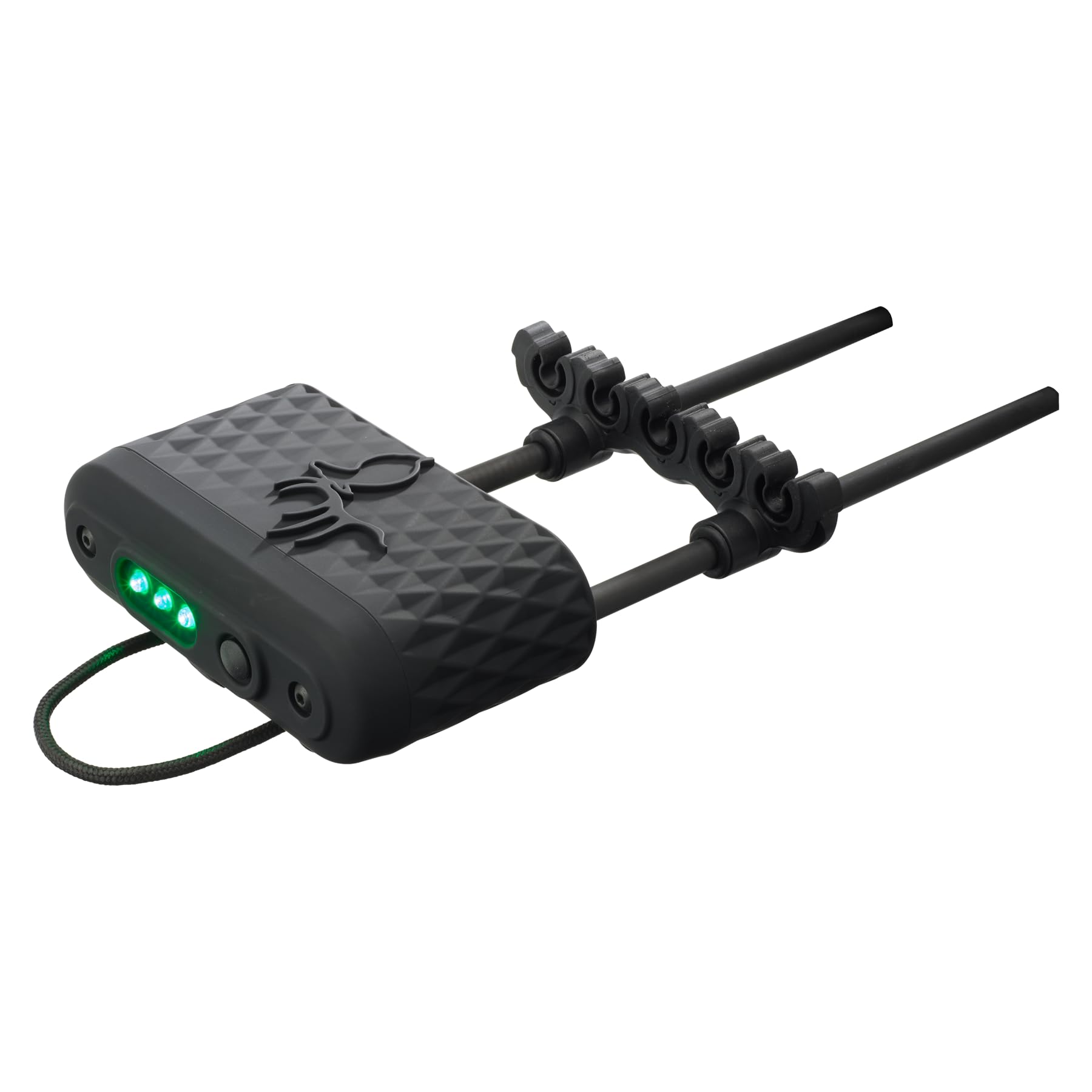 Trophy Ridge VRSA Light Quiver top hood with built-in LED light improves visibility.