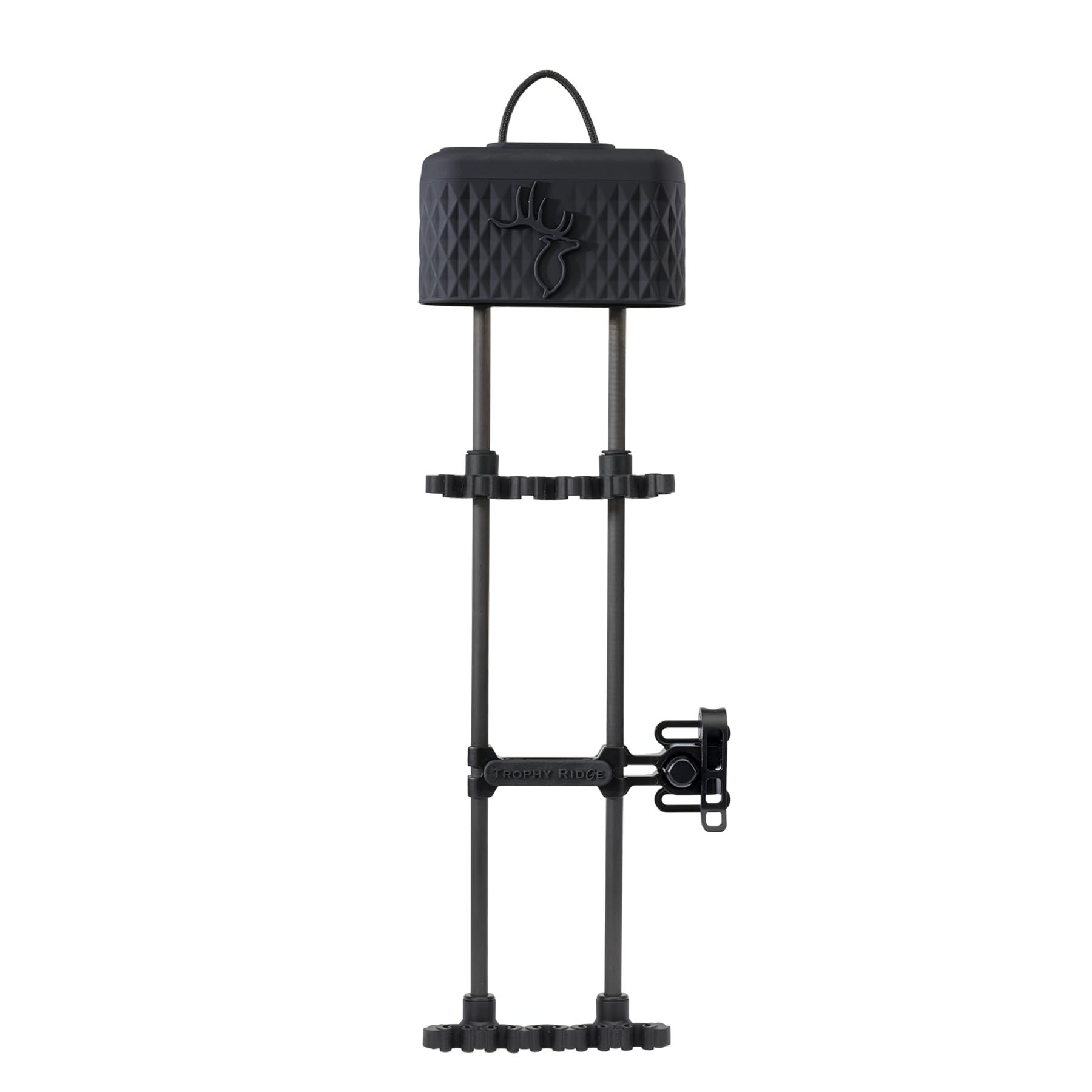Trophy Ridge VRSA Light Quiver mounted on sight bracket for quiet, secure arrow access.