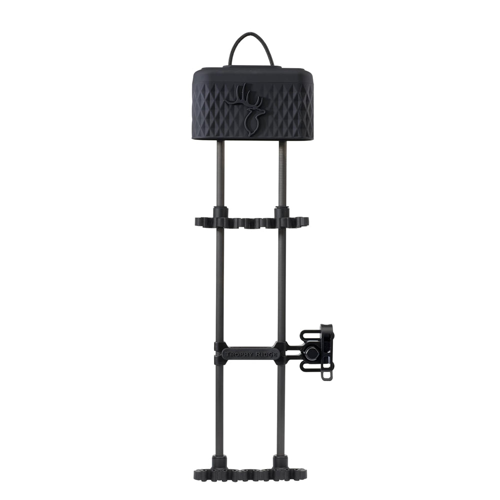Trophy Ridge VRSA Light Quiver mounted on sight bracket for quiet, secure arrow access.