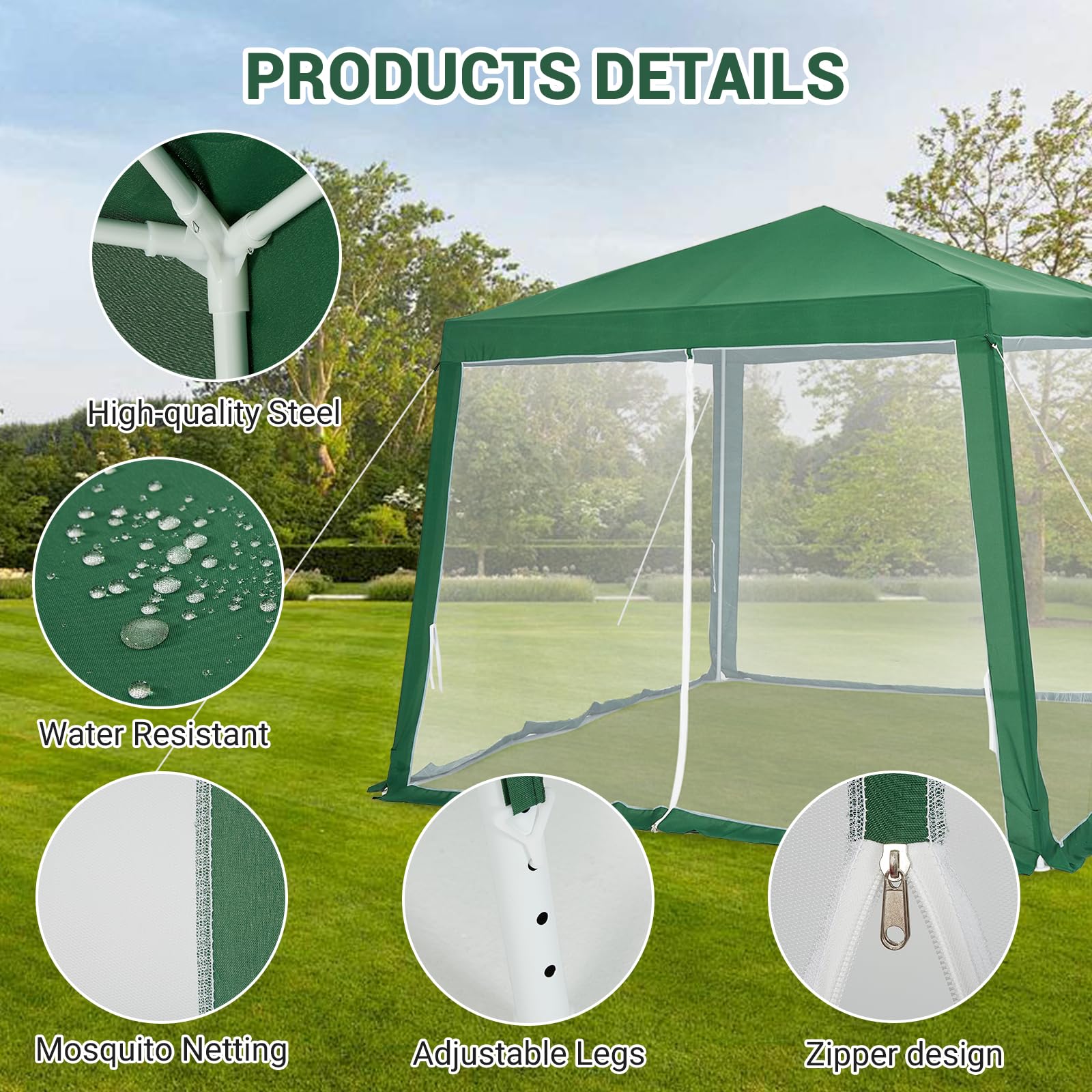 TROPOW canopy waterproof coverage protects you from sun and rain.