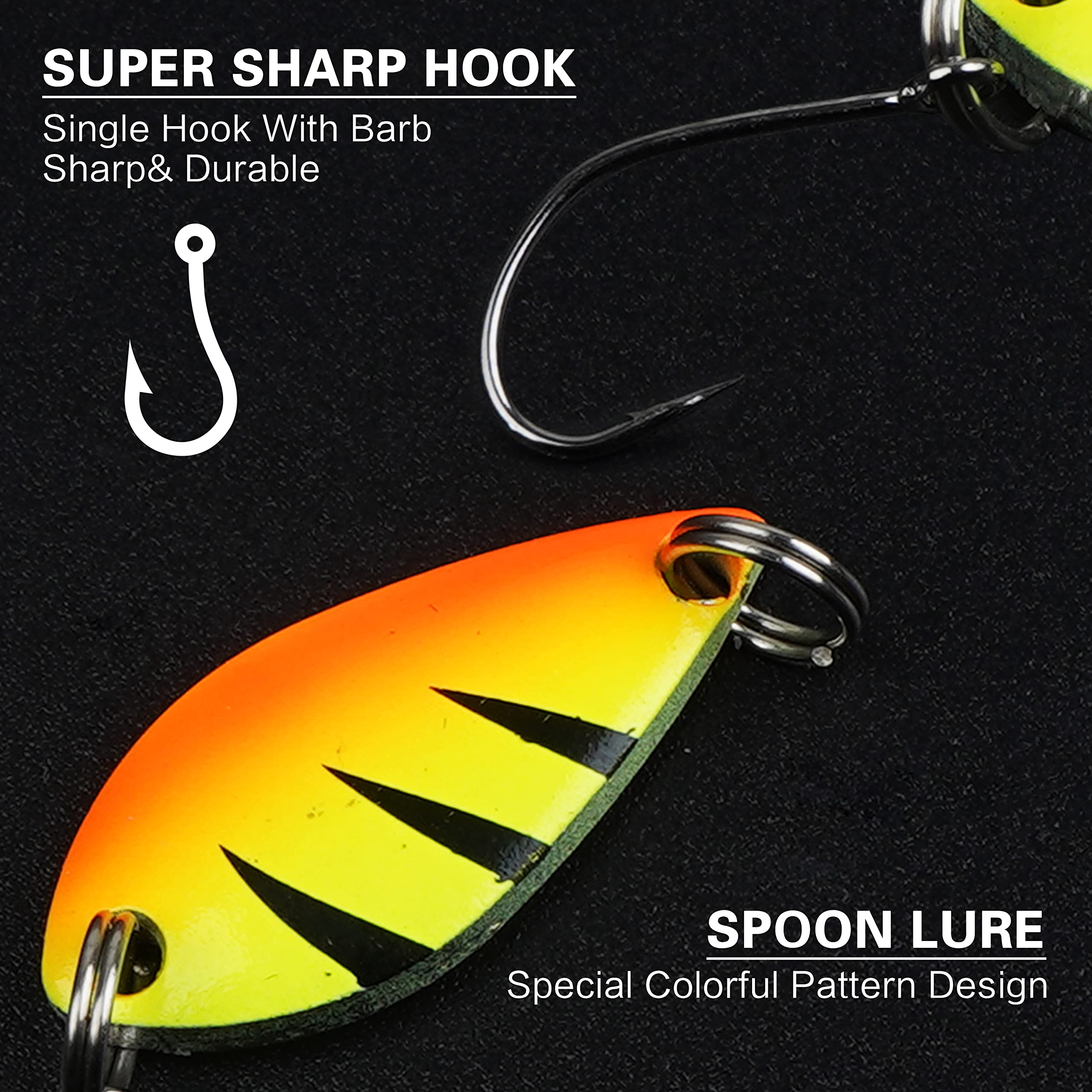 Close-up of metal jigging spoon with single hook