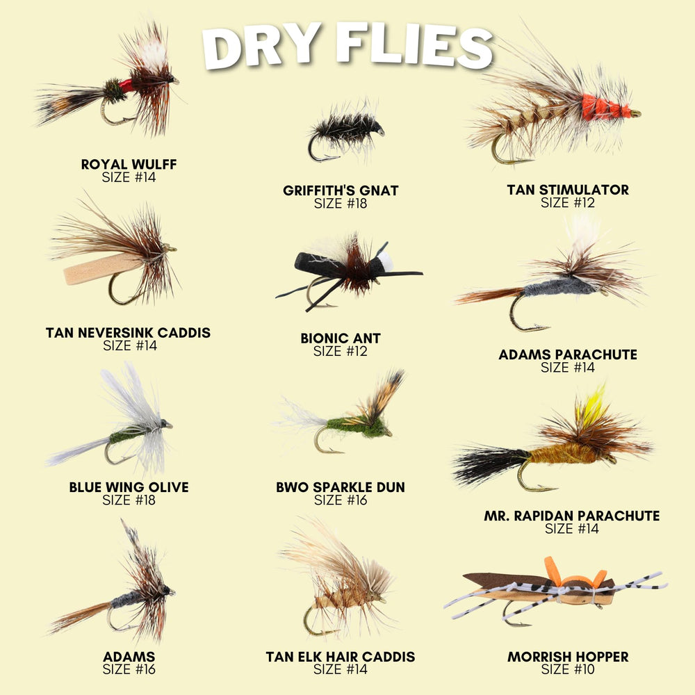 Twenty-four nymph flies included in the kit