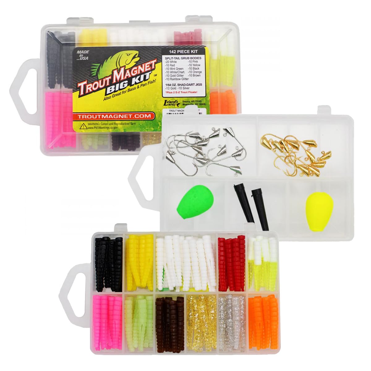 Trout Magnet Original kit box with jigs, hooks and floats