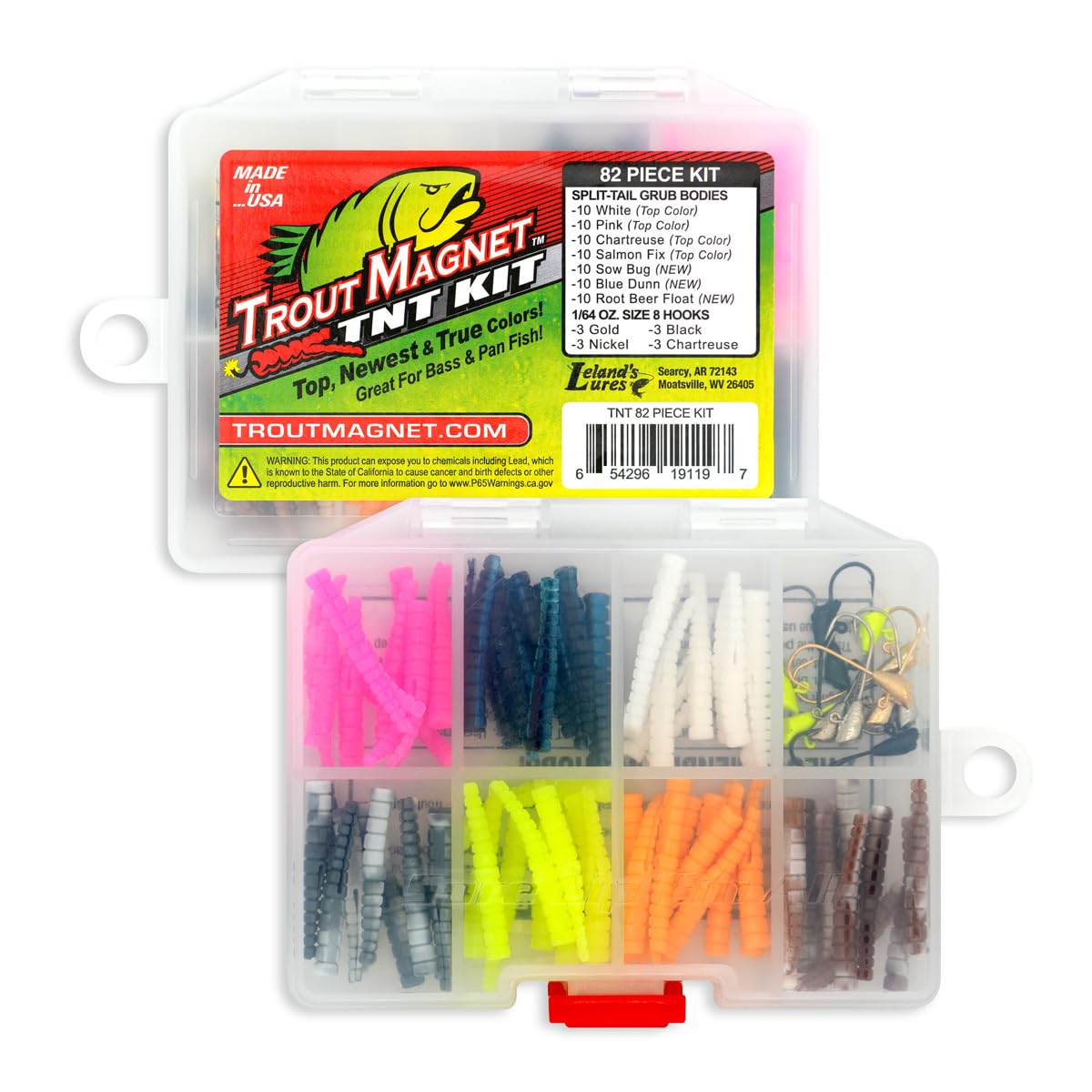 Trout Magnet TNT Kit 82-piece set front view with colors