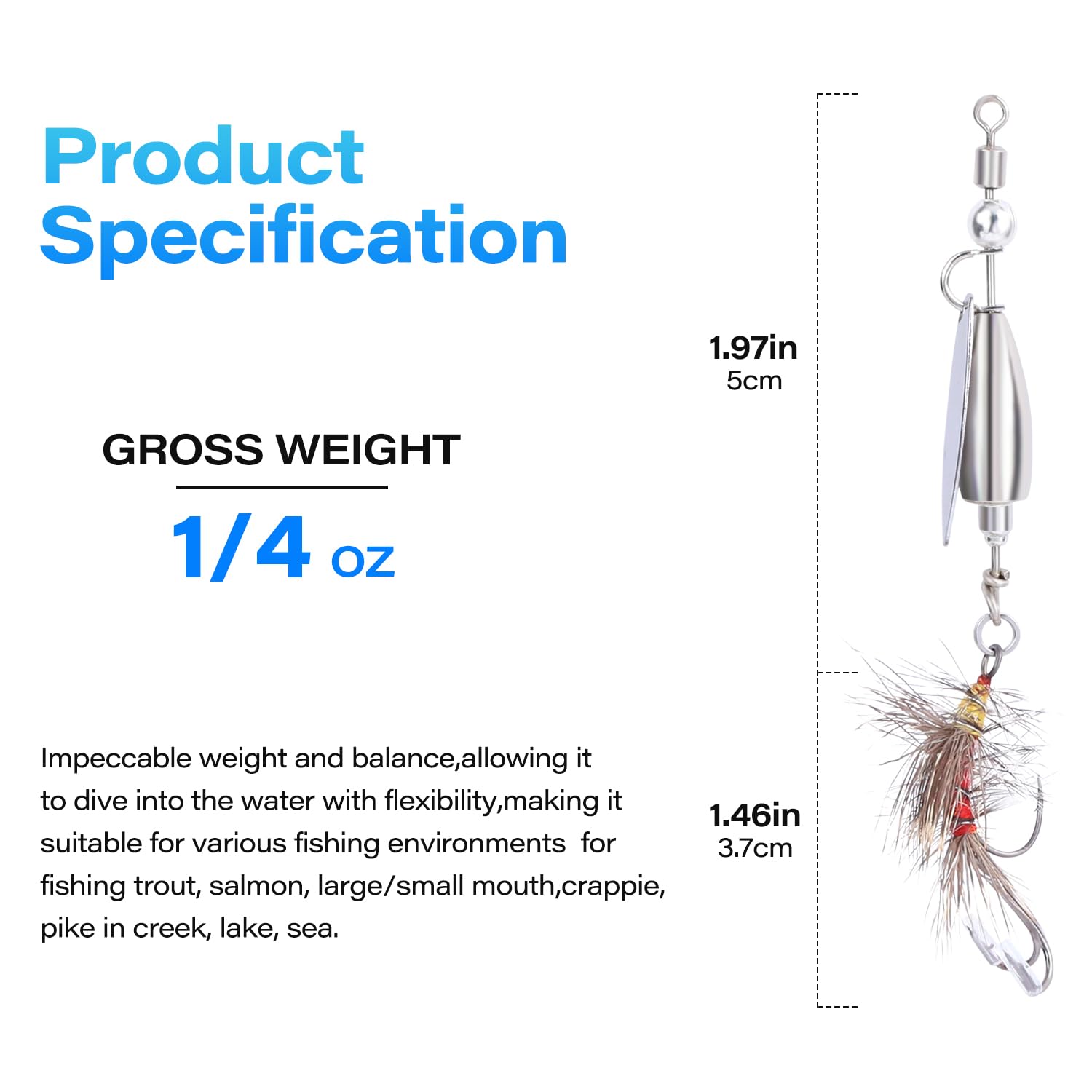 Brass components including beads and blade on a spinnerbait