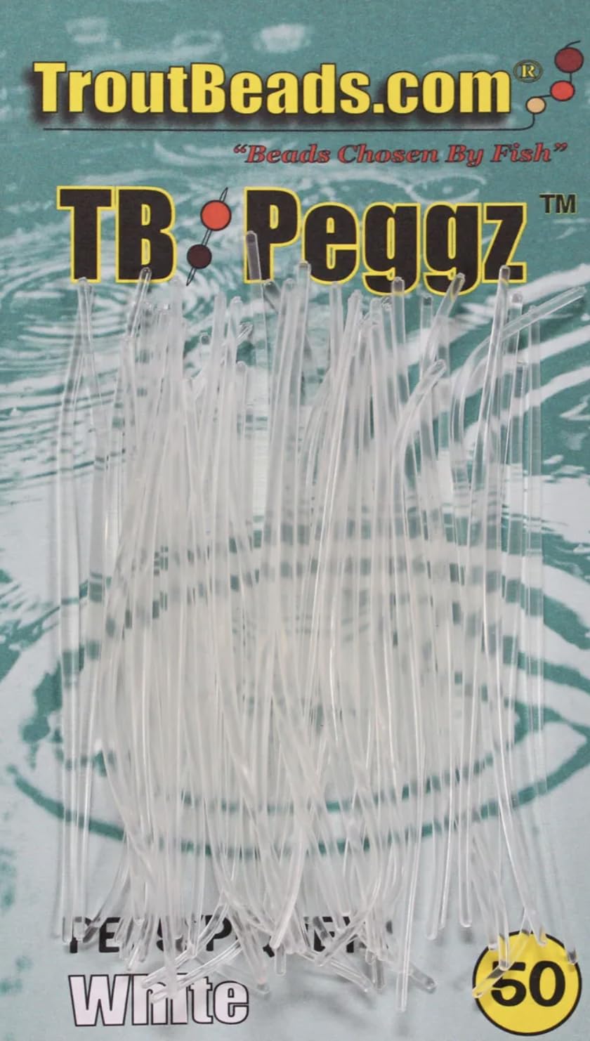 TroutBead Peggz 50-count Trans-White (Clear) double-ended rubber fishing pegs
