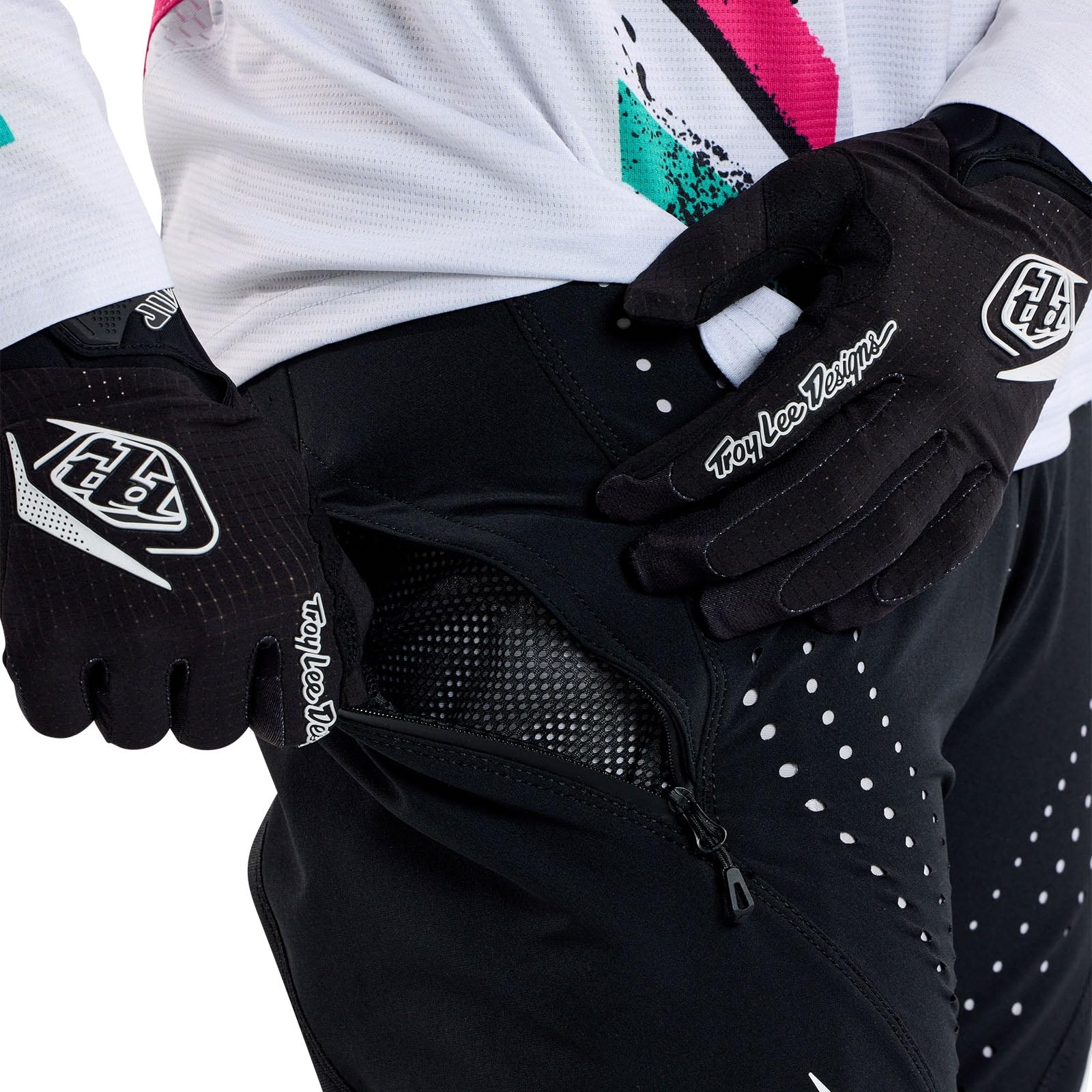 Troy Lee Designs Sprint Pant side view emphasizing flexible panels for movement.