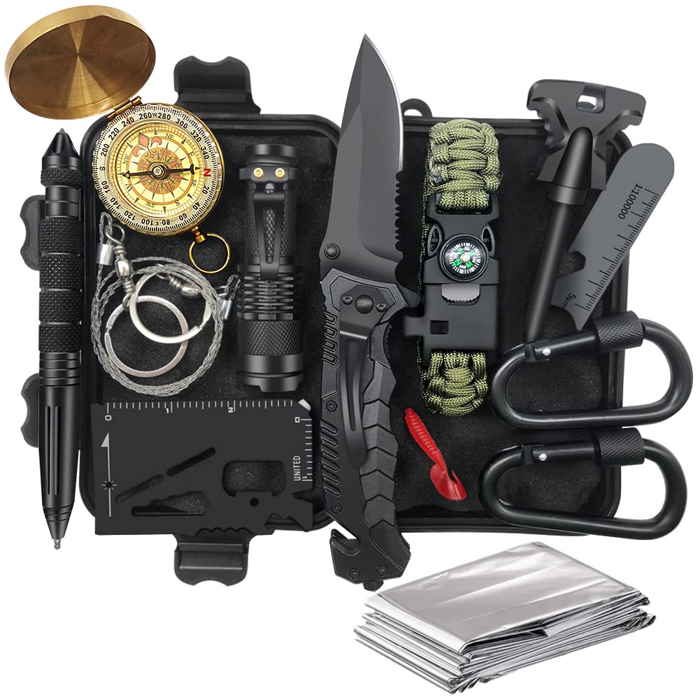 TRSCIND 14-in-1 front view shows compact survival gear for quick outdoor readiness.