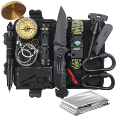 TRSCIND 14-in-1 front view shows compact survival gear for quick outdoor readiness.