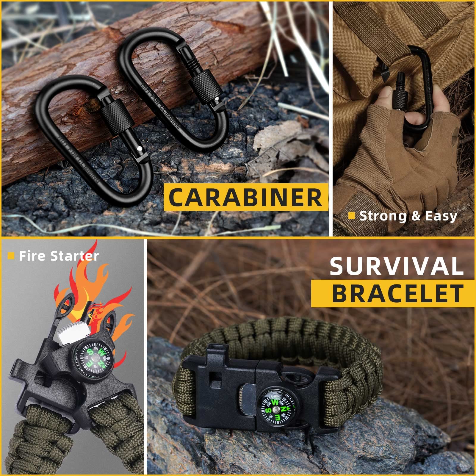 TRSCIND flint stone scraper showcases fire-starting tool for camping and survival.