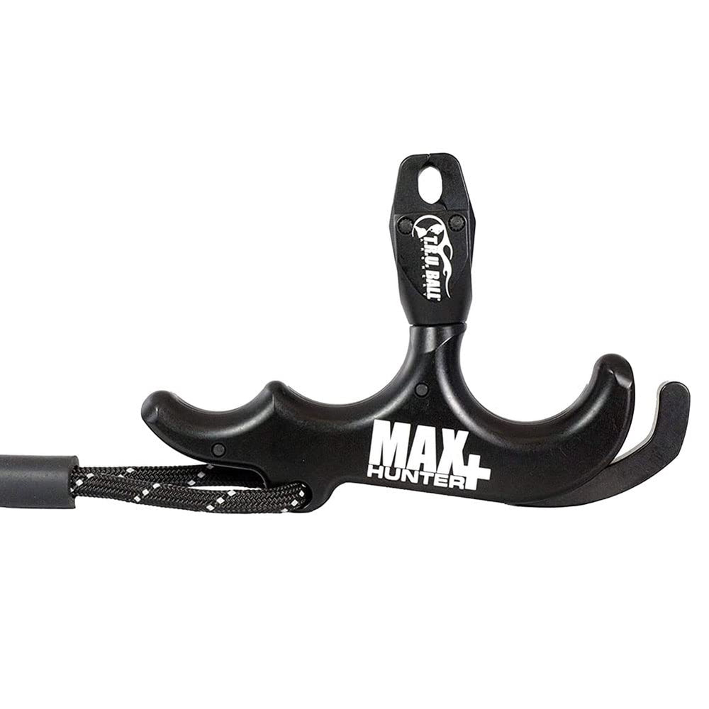 T.R.U. Ball Max Hunter bow release showing trigger-action jaws for quicker, quieter loading.