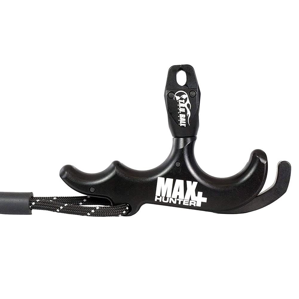 T.R.U. Ball Max Hunter bow release showing trigger-action jaws for quicker, quieter loading.