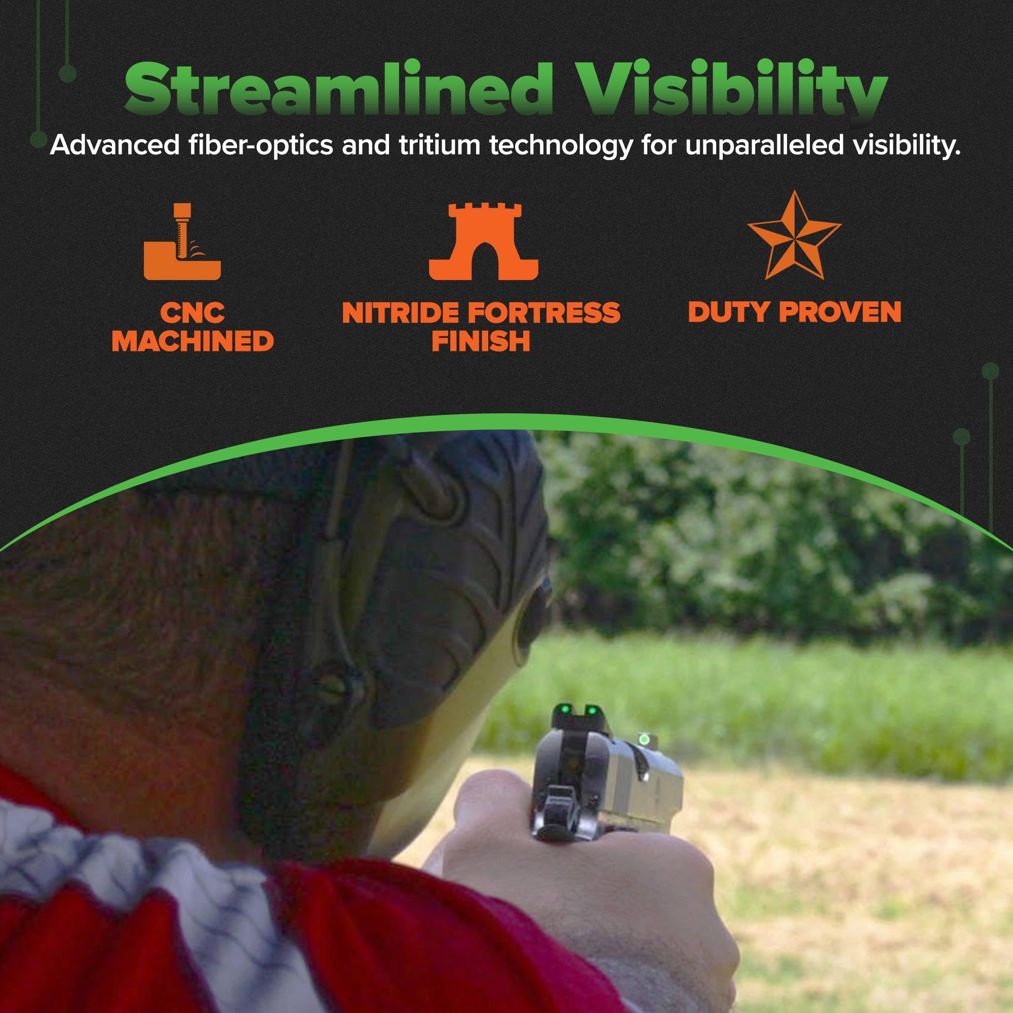 Glow-in-the-dark TruGlo sight showing day and night visibility