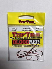 Side view of red Tru Turn Aberdeen hooks size 1/0