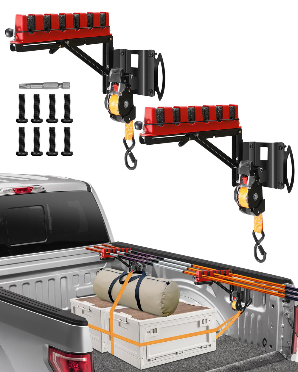 Truck bed fishing rod holder installed on Ford F-150