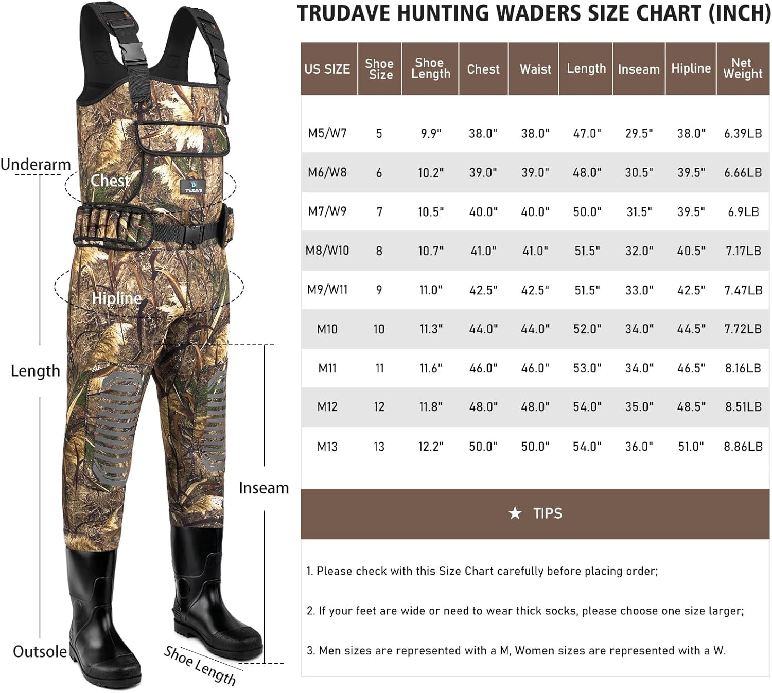 Trudave chest waders anti-slip boots offer traction on slippery banks.