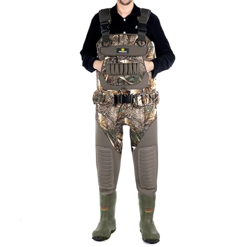 Trudave chest waders belt pocket design illustrates quick-access gear storage.