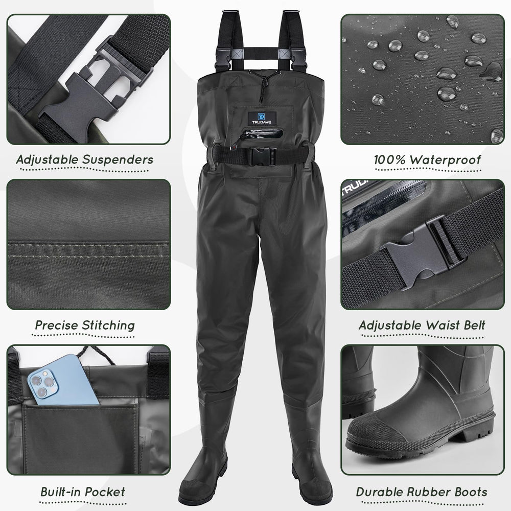 Trudave chest waders boots anti-slip help kids move safely on slick riverbeds